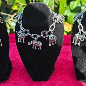 Antique Silver Elephant Charm Bracelet