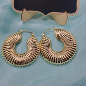 Gold Round Ridget earrings Lg