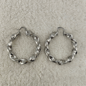 Silver Twist Hoops medium