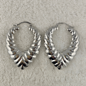 90's Silver heart shape earrings Lg